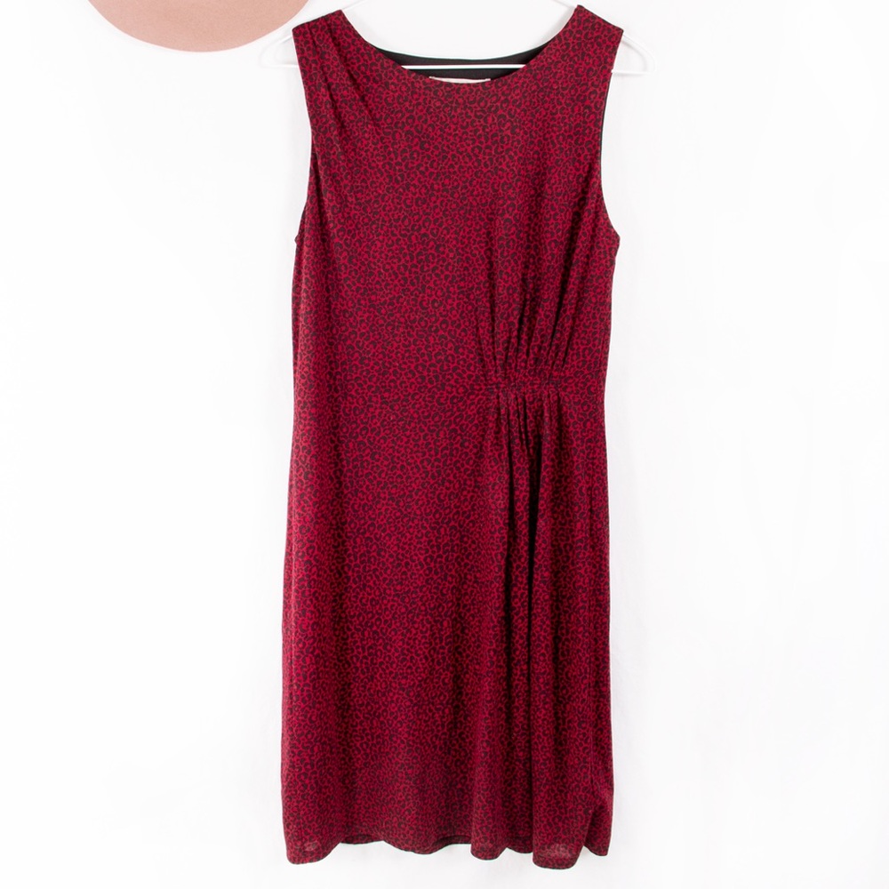 Loft Dark Red Animal Print Dress